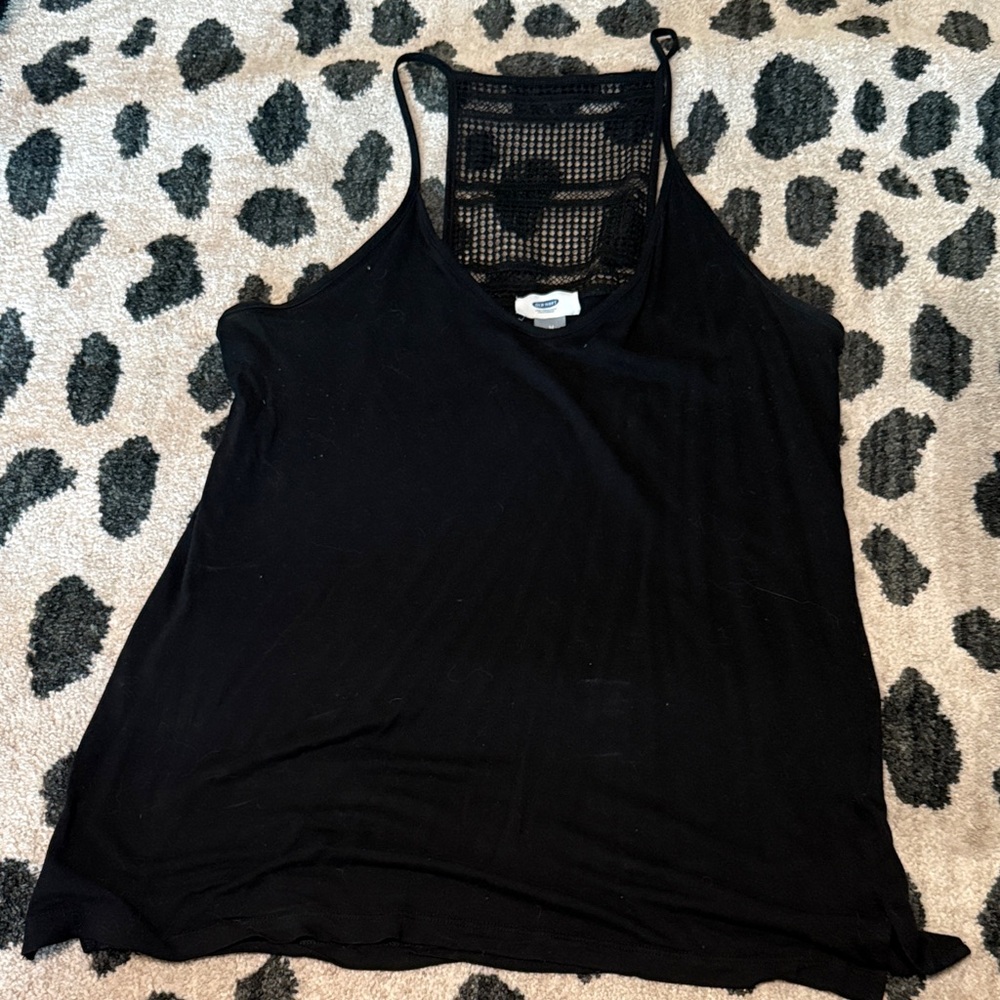 Old Navy Black Mesh Back Tank Top